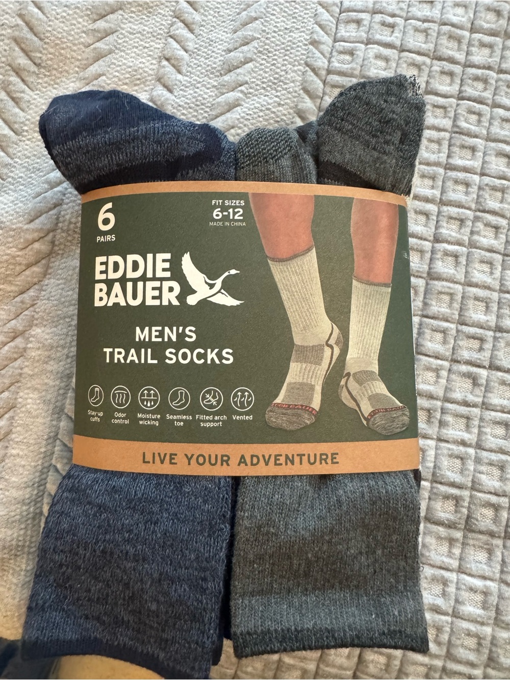 Eddie Bauer Men's Athletic Trail Socks - Dark Gray & Charcoal
